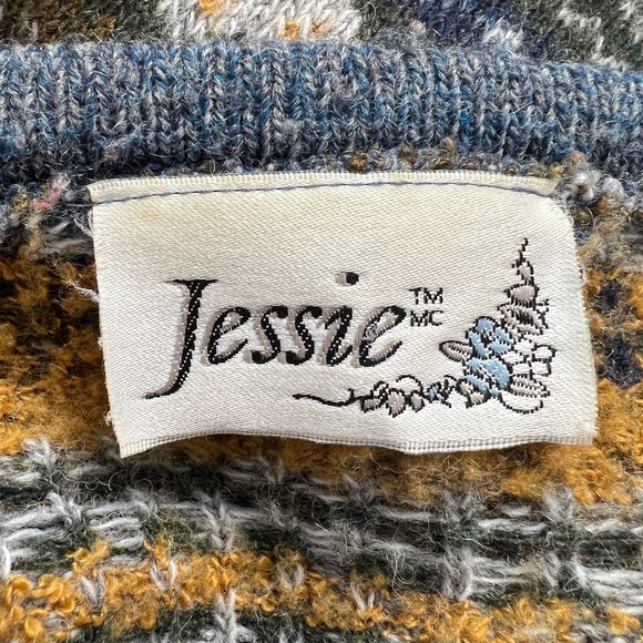 Vintage Fair Isle Knit Oversized Long Cardigan Sweater Scandinavian Cozy 90s Y2K - Picture 5 of 7